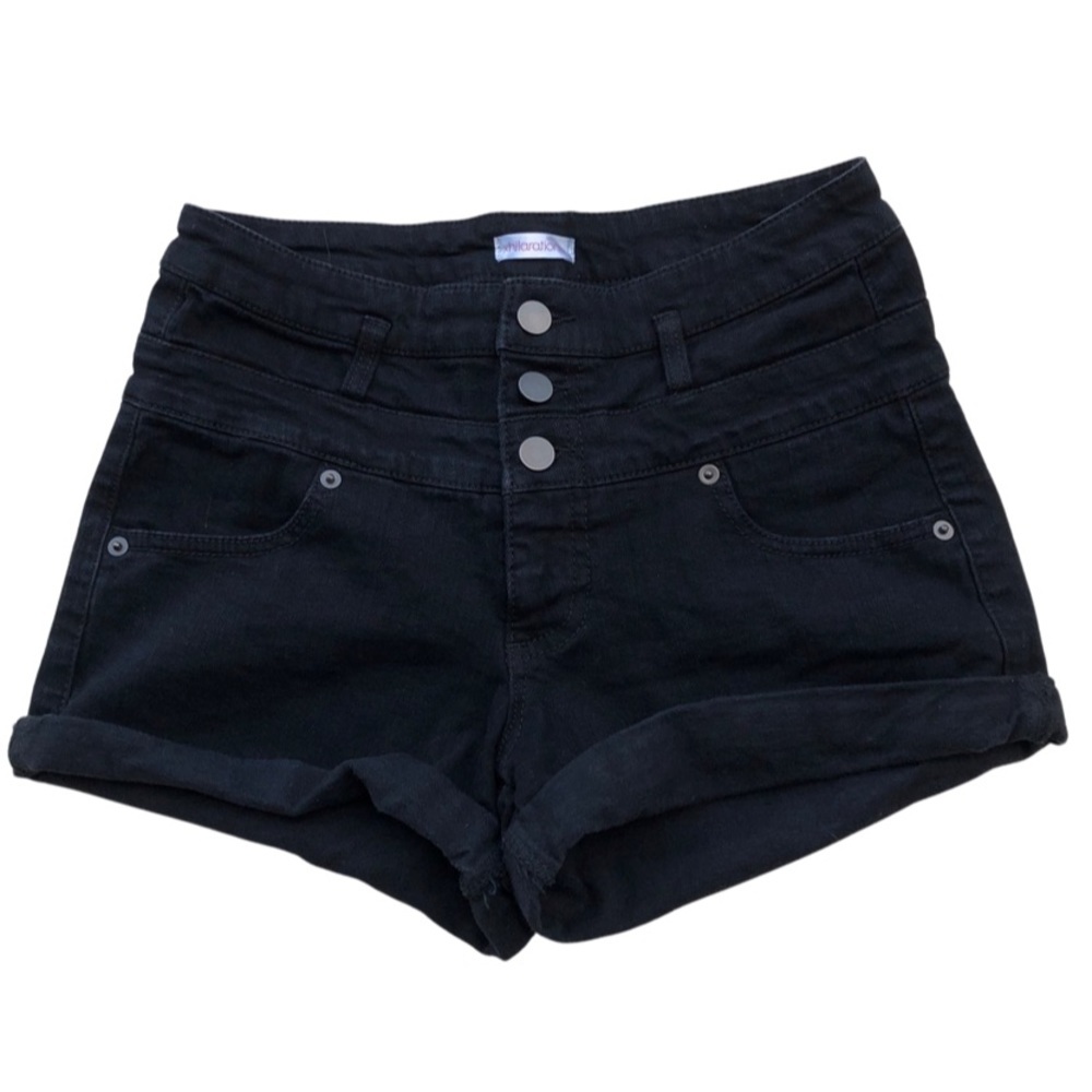 Xhilaration Cuffed Black 3 Button High Waist Shorts Size 6